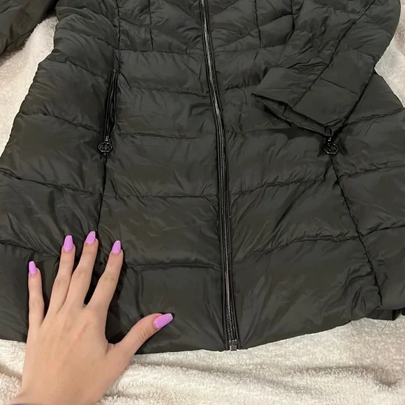 Michael Kors Dark Green Packable Down Fill Puffer Long Jacket - Picture 3 of 6